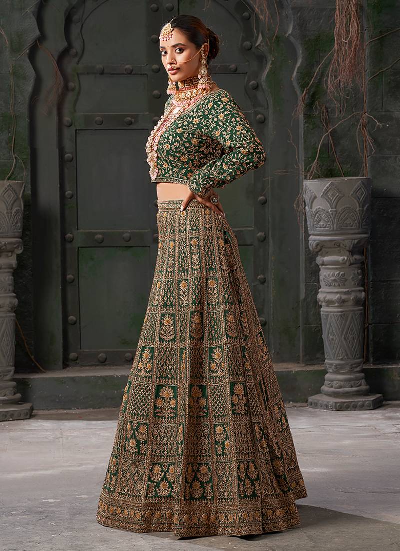 Green Codding & Zarkan Georgette Lehenga
