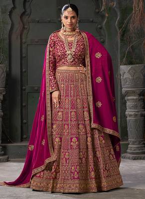 Pink Codding & Zarkan Georgette Lehenga 1