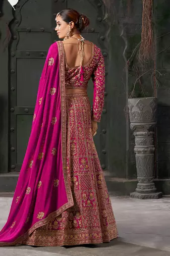 Pink Codding & Zarkan Georgette Lehenga