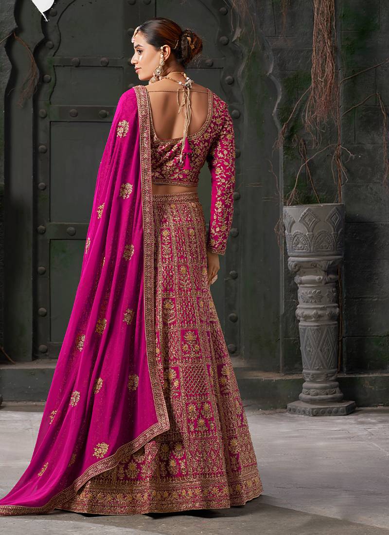 Pink Codding & Zarkan Georgette Lehenga