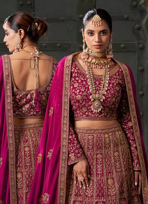 Pink Codding & Zarkan Georgette Lehenga 3
