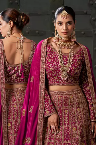 Pink Codding & Zarkan Georgette Lehenga
