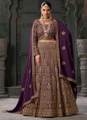 Wine Codding & Zarkan Georgette Lehenga 1
