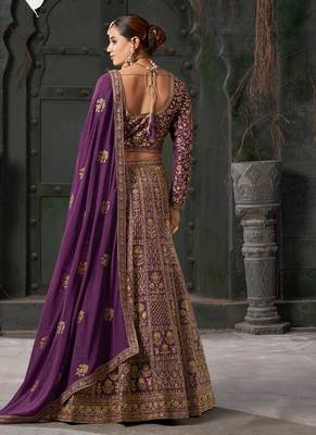 Wine Codding & Zarkan Georgette Lehenga 2
