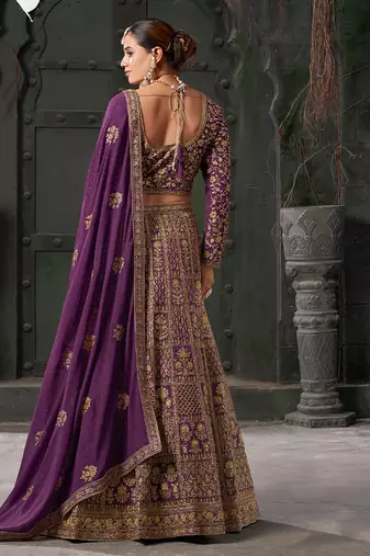 Wine Codding & Zarkan Georgette Lehenga