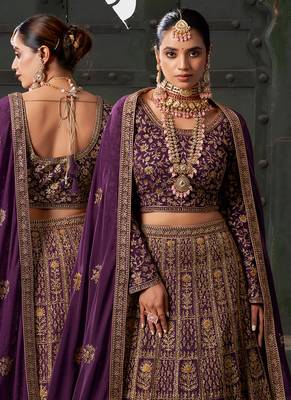 Wine Codding & Zarkan Georgette Lehenga 3
