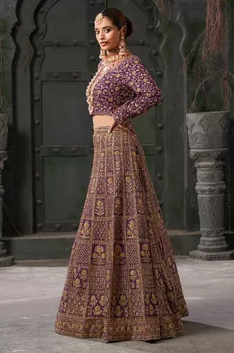 Wine Codding & Zarkan Georgette Lehenga