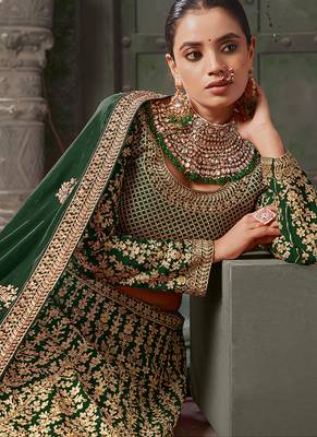 Green Codding & Zarkan Georgette Lehenga 2