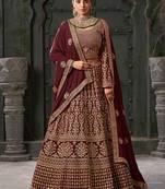 Maroon Codding & Zarkan Georgette Lehenga