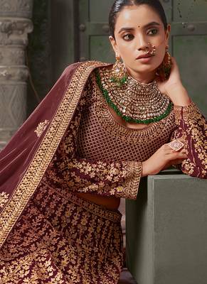 Maroon Codding & Zarkan Georgette Lehenga 2