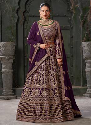 Wine Codding & Zarkan Georgette Lehenga 1