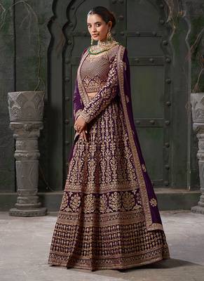 Wine Codding & Zarkan Georgette Lehenga 3