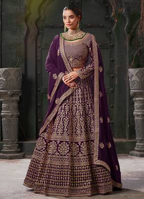Wine Codding & Zarkan Georgette Lehenga 4