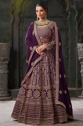 Wine Codding & Zarkan Georgette Lehenga