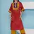 Women red bandhani choga set