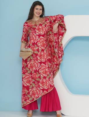 Women pink one side kaftaan with sahrara 1