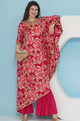 Women pink one side kaftaan with sahrara