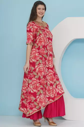Women pink one side kaftaan with sahrara