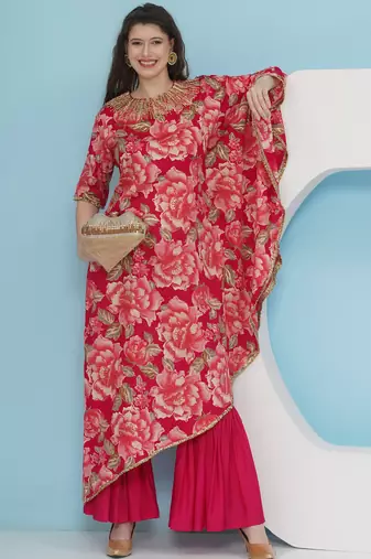 Women pink one side kaftaan with sahrara
