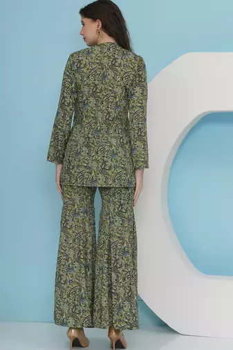 Women green blazer with sharara