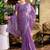Lavender embroidery work shimmer chiffon saree with unstitched blouse