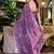 Lavender embroidery work shimmer chiffon saree with unstitched blouse