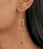 Multicolour tourmaline and cz cascade earrings in 18k gold-plated 925 silver