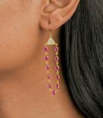 Ruby chandelier earrings in 18k gold-plated 925 silver
