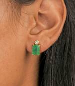 Emerald stud earrings with cz accent in 18k gold-plated 925 silver