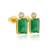 Emerald stud earrings with cz accent in 18k gold-plated 925 silver