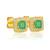 Square emerald stud earrings with cz halo in 18k gold-plated 925 silver