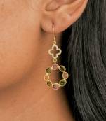 Multicolour tourmaline clover drop earrings with cz in 18k gold-plated 925 silver