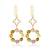 Multicolour tourmaline clover drop earrings with cz in 18k gold-plated 925 silver