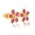 Ruby flower stud earrings with cz center in 18k gold-plated 925 silver