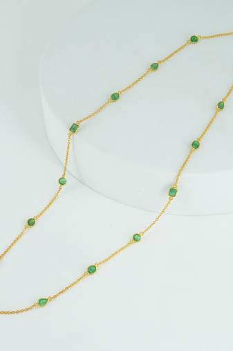 The emerald virtuoso chain - four cut collection slightly bluish green 18kt gold plated sterling silver