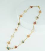 The celestial quartet necklace - strawberry quartz moonstone labradorite trillion cut 18kt gold plated sterling silver