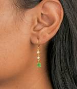 Emerald drop earrings with cz accents in 18k gold-plated 925 silver