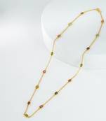 The tourmaline spectrum chain - pink rubellite olive verdelite cabochon 18kt gold plated sterling silver