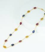 The trinity royal gemstone chain - ruby yellow sapphire blue sapphire 18kt gold plated sterling silver