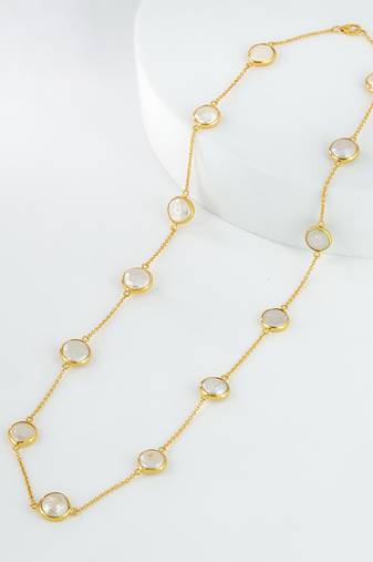 The lumière pearl cascade chain - natural freshwater button pearls 18kt gold plated sterling silver