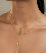 Dual emerald pendant necklace in 18k gold-plated 925 silver