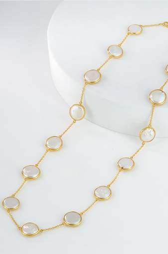 The empress pearl statement chain - luxe 12-14mm natural freshwater button pearls 18kt gold plated sterling silver