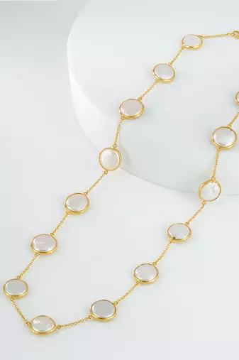 The empress pearl statement chain - luxe 12-14mm natural freshwater button pearls 18kt gold plated sterling silver