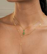 Minimal y chain necklace with cz accents in 18k gold-plated 925 silver