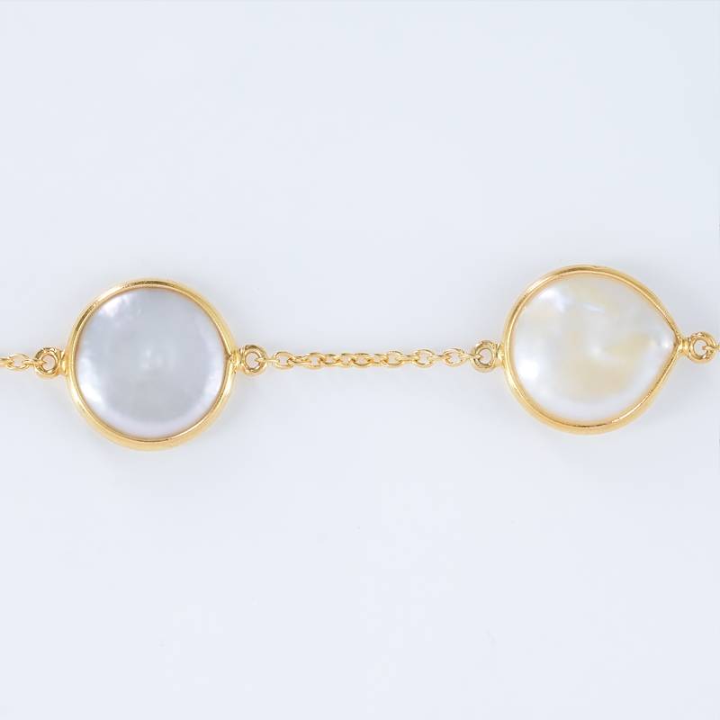 The empress pearl statement chain - luxe 12-14mm natural freshwater button pearls 18kt gold plated sterling silver