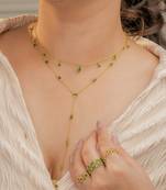 Emerald lariat y chain necklace in 18k gold-plated 925 silver