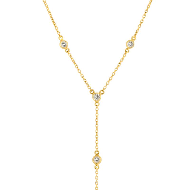 Minimal y chain necklace with cz accents in 18k gold-plated 925 silver