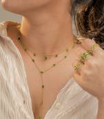 Emerald charm choker with pear emeralds in 18k gold-plated 925 silver