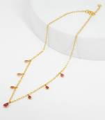 Ruby charm choker with pear rubies in 18k gold-plated 925 silver