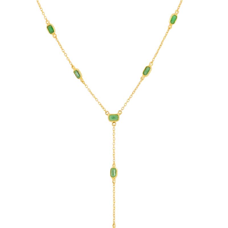 Emerald lariat y chain necklace in 18k gold-plated 925 silver